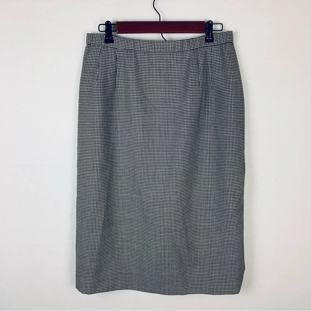 Pendleton Vintage Houndstooth Black White Wool Skirt